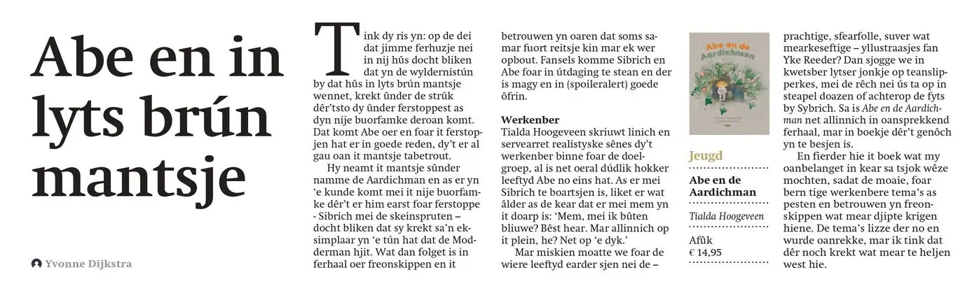 Krantenknipsel uit het Fries Dagblad 