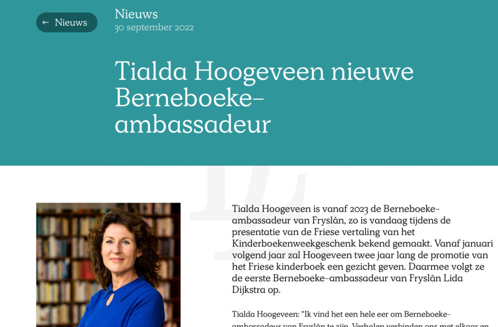 Tialda Hoogendoorn - Berneboeke-ambassadeur 2023-2024