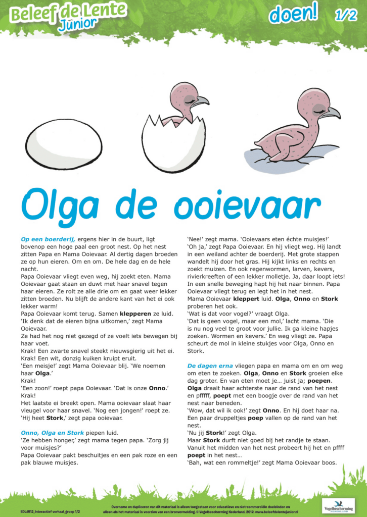 Interactief verhaal Vogelbescherming over Olga de ooievaar
