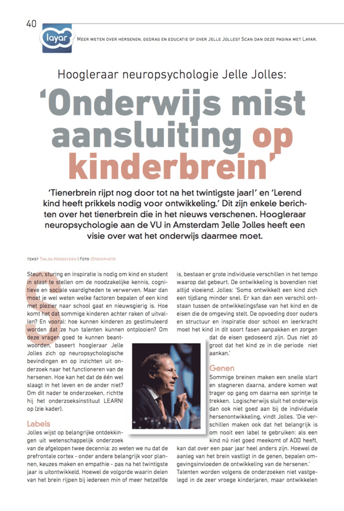 Jelle Jolles over onderwijs en het kinderbrein