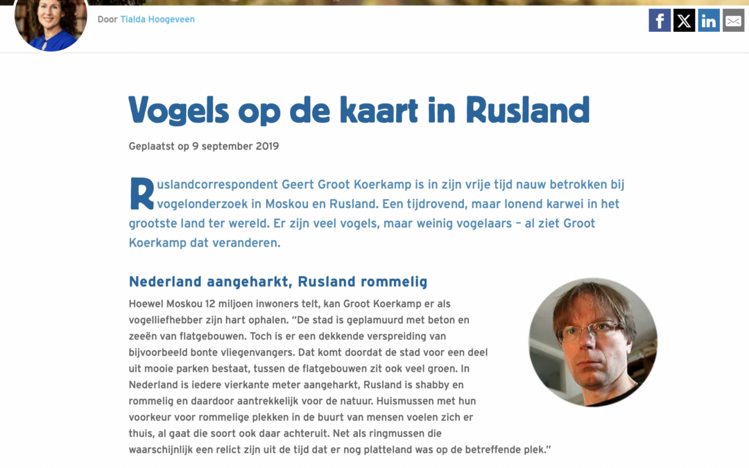 Vogels op de kaart in Rusland